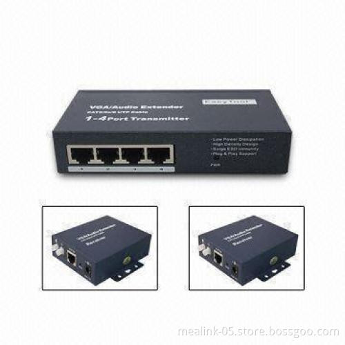 1 to 4 VGA Extender over RJ45/Cat5e/6 with Easy Knobs Adjusting Brightness and Contrast Ratio
